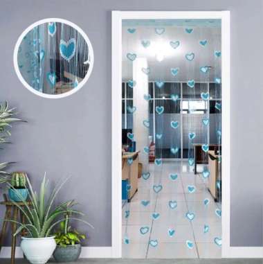 Tirai Benang Motif Love Tirai Pintu Dan Jendela gorden banyak pilihan Warna BAGUS & Mewah LOVE NEW-T