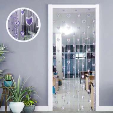 Tirai Benang Motif Love Tirai Pintu Dan Jendela gorden banyak pilihan Warna BAGUS & Mewah LOVE NEW-U