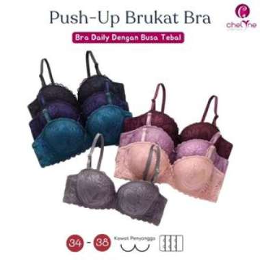 Chelyne BH Brukat V8811 Half Cup Bra - Push-Up Bra Dengan Kawat Penyangga 34/38. Size 34/75 Abu Tua