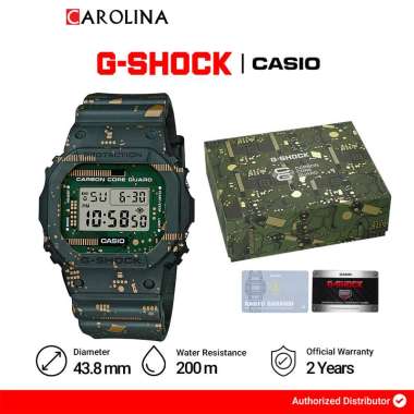 Jam Tangan Pria Casio G-SHOCK DWE-5600CC-3D Carbon Core Guard Digital Dial Green Resin Band Dark Gre