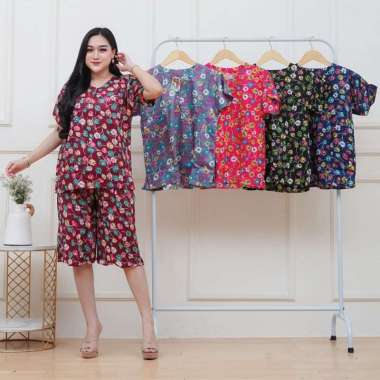 Setelan Kulot celana pendek awan set wanita terbaru baju tidur trendy viral bulat