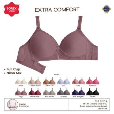 Sorex Bra Extra Comfort Busa Tanpa Kawat Harian Kait 2 Setara Cup B-C BH 9852 Hitam 40