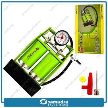 NANKAI 171-02 Pompa Injak Kaki 2 Tabung Angin Ban Mobil Motor Sepeda Hijau