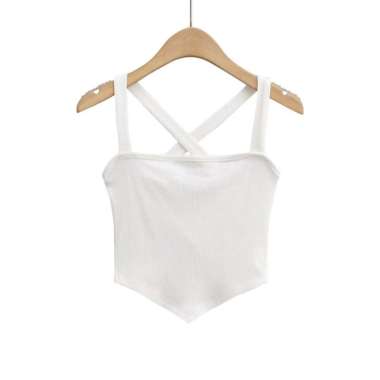 RB-P330 Tank Top Crop Segitiga Model Tali Belakang Silang Atasan Wanita / Tanktop Basic Knit Singlet