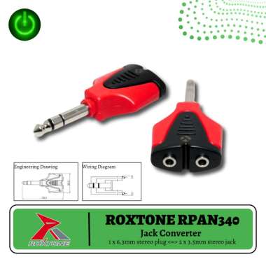 Jack Converter 2 3,5mm Stereo to akai 6,3mm stereo ROXTONE RPAN340 merah