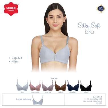 Sorex Silky Soft Bra Cup Besar Tanpa Kawat Busa Sedang Push Up Kait 3 Cup B-C BH 9813 Coklat 36