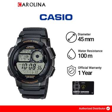 Jam Tangan Pria Casio General AE-1000W-1A Sporty Digital Dial Black Resin Band