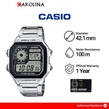 Jam Tangan Pria Casio General AE-1200WHD-1A Water Resistant 100M Stainless Steel Band