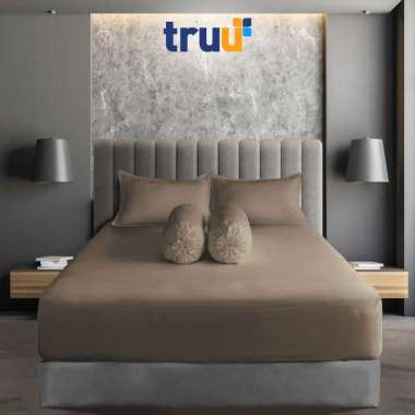 TRUU Sprei Polos Taupe TR.P018 Microfiber 120/160/180 tinggi 20/30 cm Halus Adem Nyaman 180x200x20