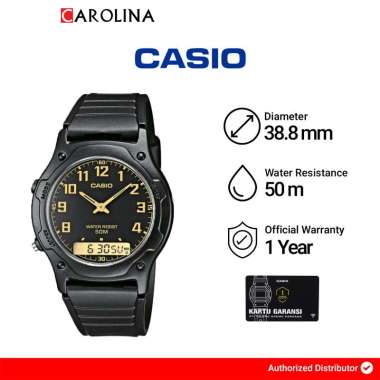 Jam Tangan Unisex Casio General AW-49H-1B Digital Analog Dial Black Resin Band