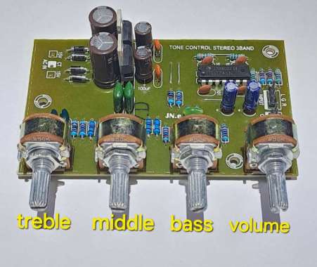 TONE CONTROL STEREO 3BAND BASS MID TREBLE TL074 DILENGKAPI POWER SUPPLY SIMETRIS