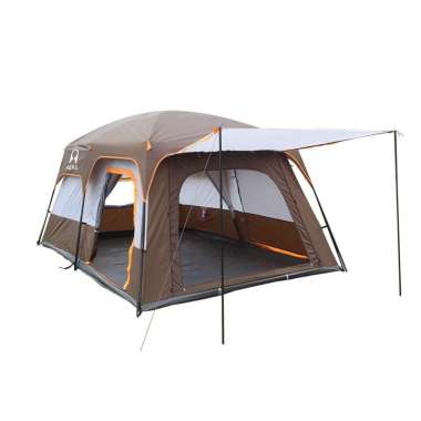 TENDA CAMPING KELUARGA 2 RUANG WATERPROOF | TENDA OUTDOOR 3-4 ORANG coklat