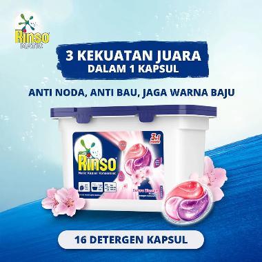 Rinso Detergent Cair Capsule Konsentrat Deterjen Matic Kapsul Sakura Blossom 168 G