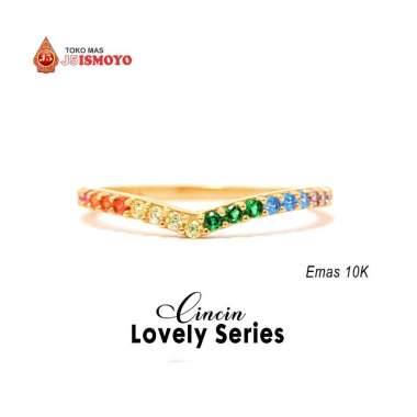 Cincin Emas Lovely Rainbow J5 Ismoyo Cincin Emas Simple Berat Ringan Size 19-20