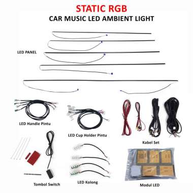 Ambient Light Lampu LED RGB Interior Kabin Mobil Premium 18 Titik LED Static RGB