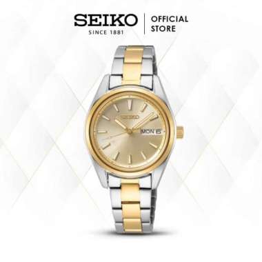 Jam Tangan Wanita Seiko Dress Watch SUR354P1 SUR354 Silver Gold Quartz Stainless