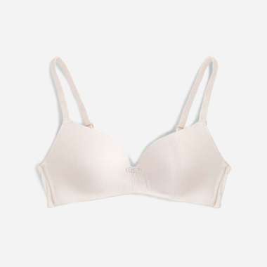 Young Curves Bra Wireless Basic Microfiber Contrast Triangle Cup C C03-10336C Beige 38C