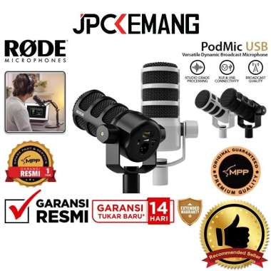 JPC KEMANG Rode PodMic USB Versatile Dynamic Broadcast Microphone Pod Mic GARANSI RESMI Black
