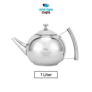 One Two Cups Teko Teh Kettle Pot 1 Liter with Filter - A2- silver