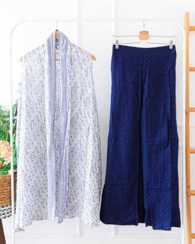 SETELAN ATASAN OUTER BATIK DAN BAWAHAN KULOT HIGHWAIST ONESET KONDANGAN ONE SET OUTER TANPAP LENGAN