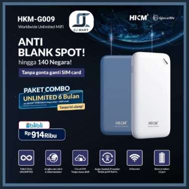 HKM G009 Modem Mifi Worldwide Portable Wifi - Garansi Resmi Biru