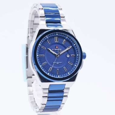 Naviforce 9212 Jam Tangan Pria Analog Original Stainless Steel Silver Blue