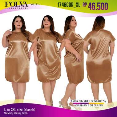 FOLVA daster dress satin big size jumbo Gold 1746GDR_XL