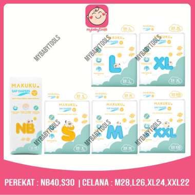 MAKUKU SAP DIAPERS COMFORT FIT TAPE NB32 NB40 S30 PANTS M28 L26 XL24 XXL22 TAPE S30