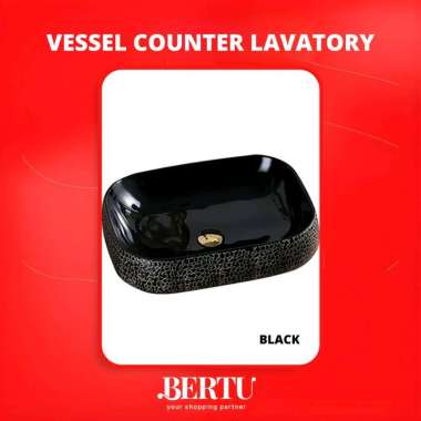 WASTAFEL MEJA KERAMIK CUCI TANGAN KOTAK MINIMALIS ANTIK BLACK HITAM 228 BERTU BLACK KOTAK