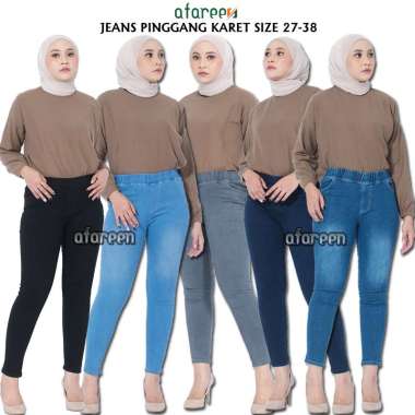 Celana Jeans Jumbo Pinggang Karet Jegging Jeans Legging Jeans Melar Stretch Jumbo Size 27-38 27 Navy