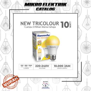 Lampu Led Hannochs New Tricolour 10 Watt 3 Warna Cahaya