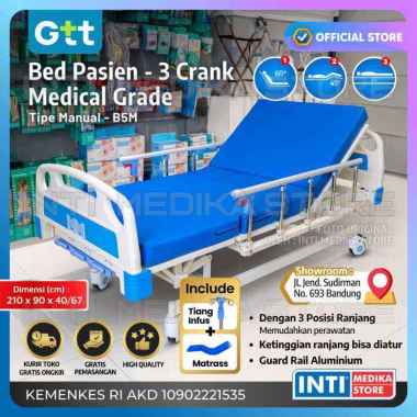 GTT - Bed Pasien MANUAL 3 Crank Ranjang Tempat Tidur Rumah Sakit Tanpa Matras