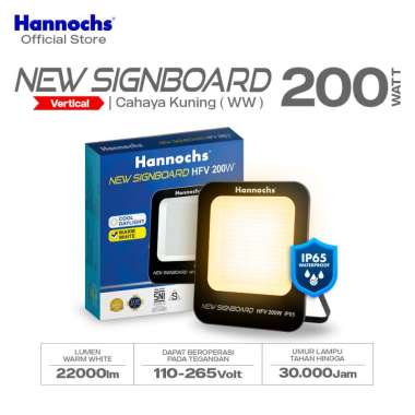 Hannochs Lampu Sorot LED Flood Light New Signboard HFV 200W Cahaya Kuning (Model Vertikal)