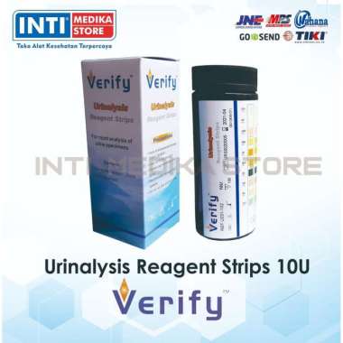 VERIFY - Urinalysis Reagent Strip 10U BOX Isi 100pcs | Alat Test Urine Lengkap Cek 10 Parameter ISK 
