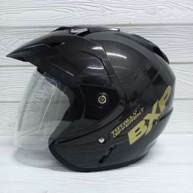 GODZILLA HELM BXP SOLID BLACK DOFF HALF FACE MURAH SINGLE VISOR GREY GLOSY