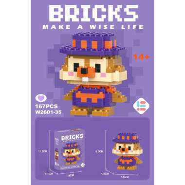 Mainan Block Bricks Education Nano Block Mini Model Karakter Kartun CHIP UNGU