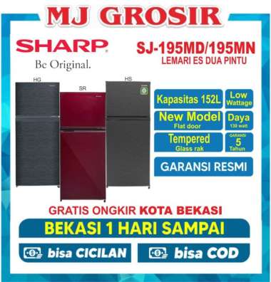 KULKAS SHARP SJ 195 MD LEMARI ES 2 PINTU SJ195MD SJ 195MD SJ 195 MD