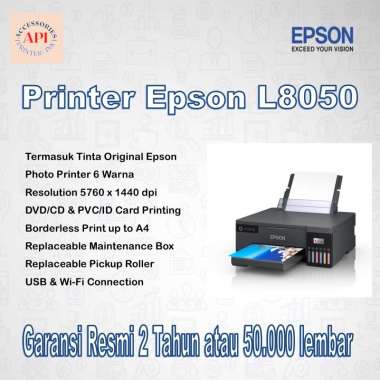 Printer Epson L8050 L 8050 Photo Wifi Pengganti Epson L805 - Tinta ORI - Garansi Resmi