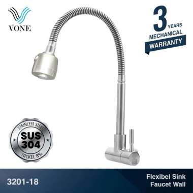 VONE Kran Cuci Piring Fleksibel Angsa Keran Tembok Dapur Stainless SUS 304 3201-18