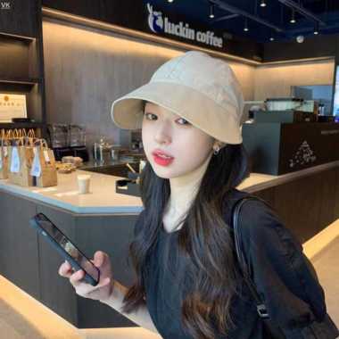 FG Topi Wanita Pelindung UV Matahari Topi Gaya Korea Import Topi Cadar Visor Lipat Bucket Musim Pana