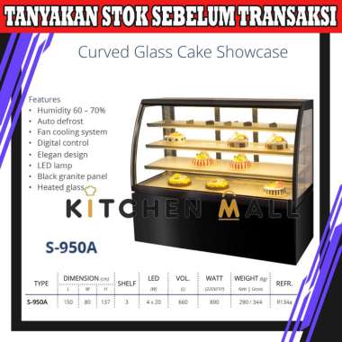 GEA S-950A Counter etalase pemajang kue / curve glass cake showcase