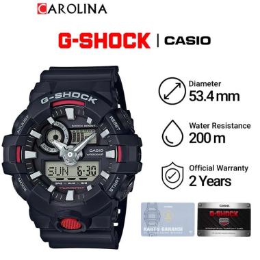 Jam Tangan Pria Casio G-SHOCK GA-700-1A Digital Analog Dial Black Resin Band