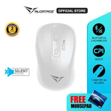 Mouse Wireless & Blueooth 5.0 Alcatroz AirMouse Duo 7X Silent Click 2.4G Wireless [Garansi Resmi 2 T