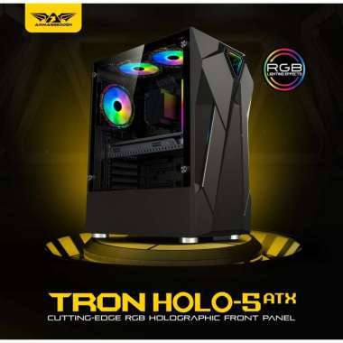Casing PC Gaming Armaggeddon Tron Holo 5 ATX | RGB Holographic Front Panel