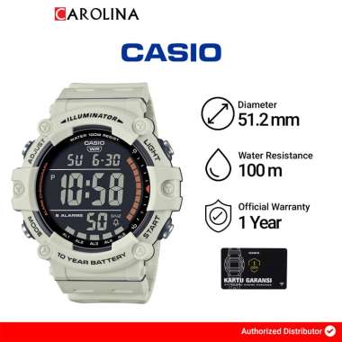 Jam Tangan Pria CASIO General AE-1500WH-8B2 Digital Dial Pale Smoke White Resin Band