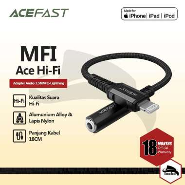 ACEFAST C1-05 LIGHTNING AUDIO ADAPTER CONNECTOR MFI EARPHONE HEADPHONE MIC