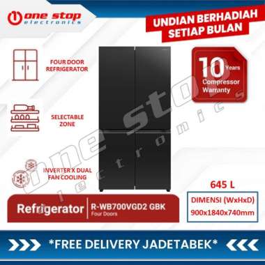 [GARANSI RESMI] HITACHI RWB700PGD2 / R-WB700PGD2 GCK Kulkas Multi Door 4 Pintu 645 L