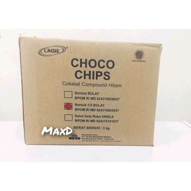 Lagie Choco Chips 1/2 Bulat 3 Kg 1 Box