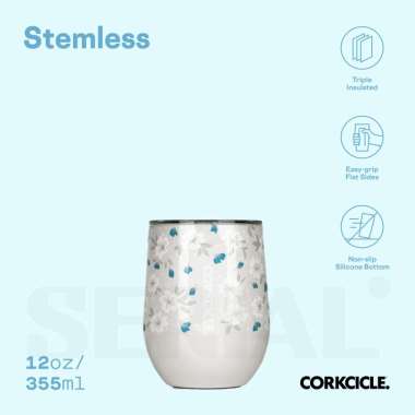 CORKCICLE® Stemless 12oz - Ditsy Floral Cream
