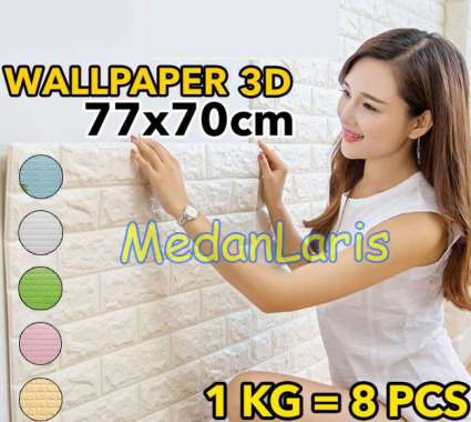 Wallpaper Foam 3D Stiker Dinding Motif Bata 70cm x 77cm Wall Paper Dekorasi Kamar Pink